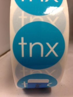 Stickers TNX inhoud 500 stuks aquablauw
