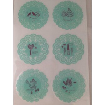 Stickers Transparante love 10 prints  4.5 cm inhoud 10 stuks mintgroen