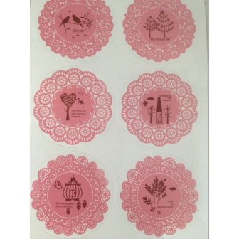 Stickers Transparante love 10 prints  4.5 cm inhoud 10 stuks roze