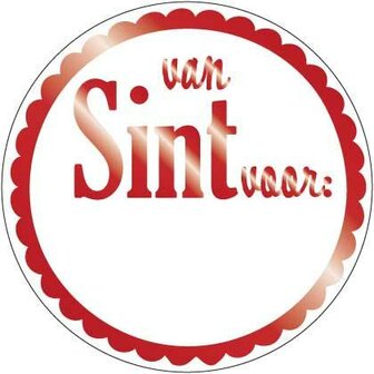 Stickers van Sint voor in rode tekst 32mm p/20st wit