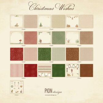 Totaalset scrappapier PION Christmas Wishes 17-delig p/set