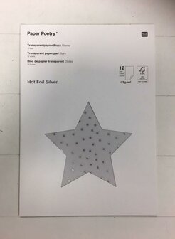 Transparant Papier sterren a4 inhoud 12 vel transparant/zilver