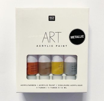 Verf ArtAcrylic set 4 metalic kleuren tubes 12ml p/4st