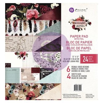 Paper pad 30.5x30.5cm Midnight garden p/24vel