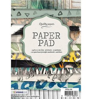 Paper pad nr.105 dierenprint A5 p/36vel blauw