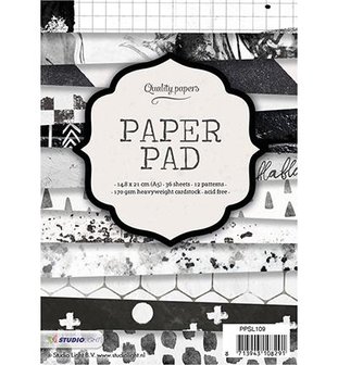 Paper pad nr.109 A5 p/36vel zwart/wit