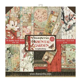 Paper pad 20.3x20.3cm oriental garden p/10vel