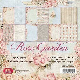 Paper pad 15x15cm Rose Garden p/36vel