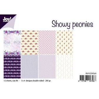 Paper pad A4 Showy Peonies p/12vel