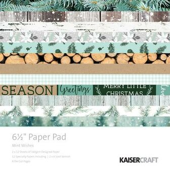 Paper pad Wishes 15x15cm p/set mintgroen