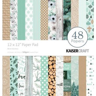 Paper pad Wishes 30.5x30.5cm p/48vel mintgroen