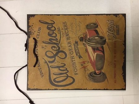 Draagtas Vintage auto 21x11x27cm p/st raceauto papier