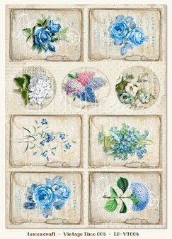 Plaatjes A4 Gossamer blue Vintage Time 006 bloemen p/vel
