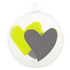 Plastic bol hart 5 cm per stuk grijs/groen