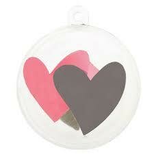 Plastic bol hart 5 cm per stuk grijs/roze
