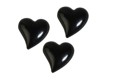 Plakker hartjes zwart p/25st polystone