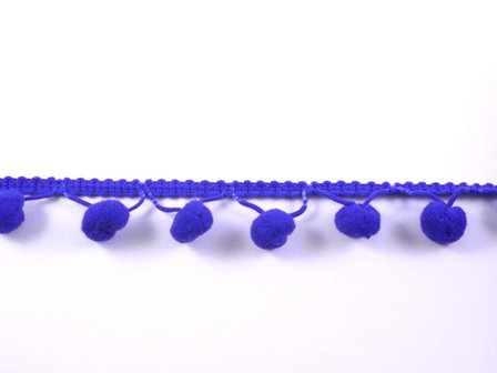 Pompom band kobaltblauw p/mtr bolletjesband groot 