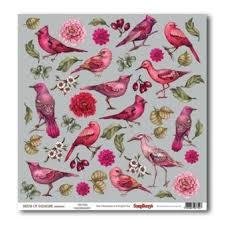 Scrappapier Birds of Paradise Tweet vogels roze 30.5x30.5cm p/vel