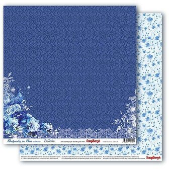 Scrappapier Rhapsody in Blue meadow bloemen 30.5x30.5cm p/vel