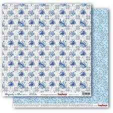 Scrappapier Rhapsody in Blue Dutch Mosaic rondjes pauw 30.5x30.5cm p/vel