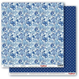 Scrappapier Rhapsody in Blue True Blue bloemen 30.5x30.5cm p/vel 