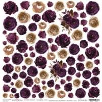 Scrappapier Plum in Chocolate bloemen XXV 30.5x30.5cm p/vel
