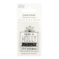 Clear stamp Holly Jolly Christmas present 7x4cm p/st