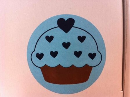 Stickers cupcake 4.5cm p/20st blauw/donkerblauw