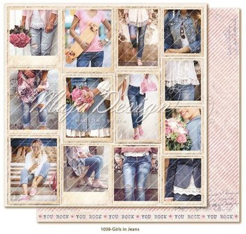 Scrappapier Denim&amp;girls Snapshots Girls in Jeans 30.5x30.5cm p/vel