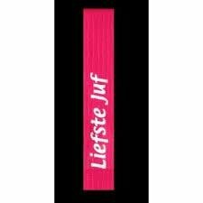 Lint roze/wit  liefste juf 20mm p/10mtr Papierlint