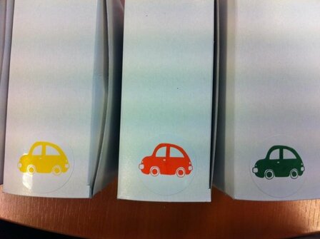 Stickers wit/groen 35mm p/100st auto 