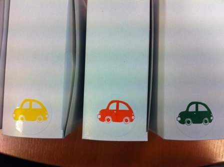 Stickers wit/oranje 35mm p/100st auto 