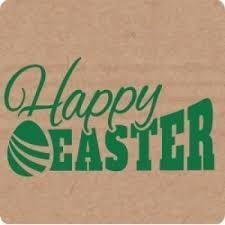 Stickers kraft 4.5x4.5cm p/100st pasen happy easter met ogen 