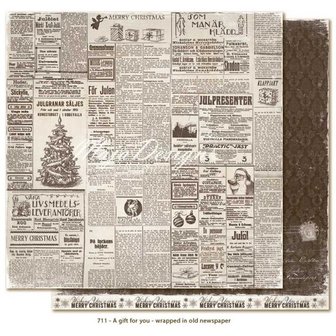 Scrappapier A Gift for You wrapped in old newspaper 30.5x30.5cm p/vel