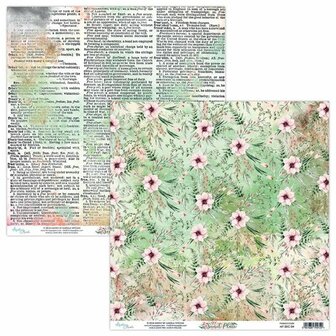 Scrappapier Secret Place Bloemen/tekst 30.5x30.5cm p/vel