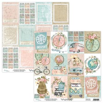 Scrappapier Wanderlust labels 30.5x30.5cm p/vel