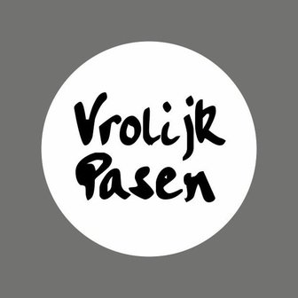 Stickers vrolijk pasen p/500st wit/zwart 40mm