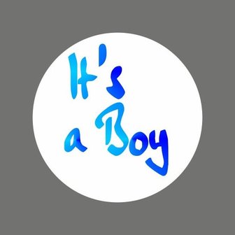 Stickers it&#039;s a boy p/20st 40mm wit/blauw