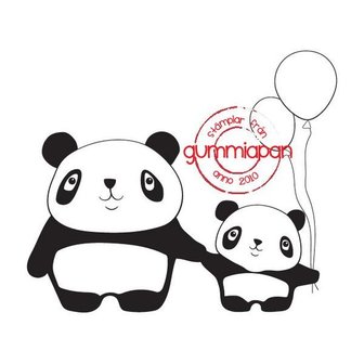 Stamp panda met ballon p/st rubber unmounted
