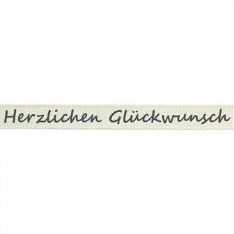 Lint herzlichen gluckwunsch 15mm p/mtr creme