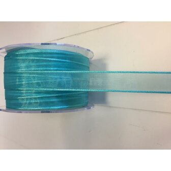Lint turquoise 16mm p/mtr Nastro organza met randje 
