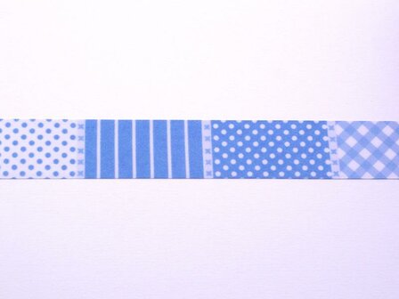 Lint blauw satijn 25mm p/mtr patchwork 