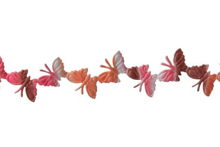 Lint oranje/roze echte vlinder p/mtr 