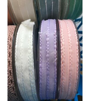 Lint zomer MARTINA 3 strepen 15mm p/mtr wit
