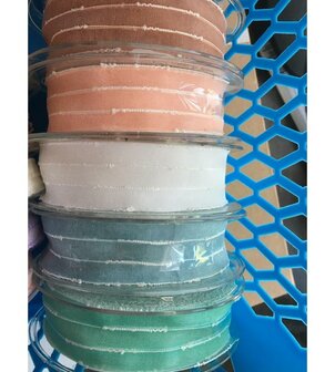 Lint zeegroen Nodini 4 strepen 25mm p/mtr