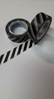 Masking tape zwart streep 15mm p/10m 