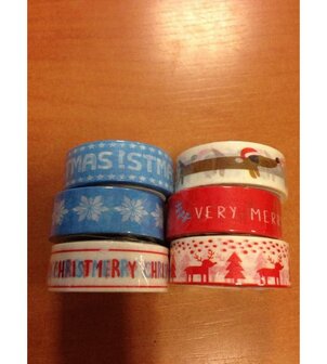 Masking tape verry merry 15mm p/5m rood