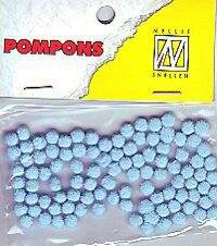 Mini pompoms 3mm p/110st baby blauw