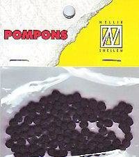 Mini pompoms 3mm p/110st zwart