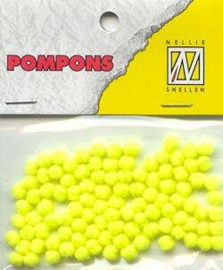 Mini pompoms Neon 3mm p/110st geel